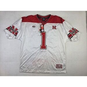 NWT Vintage Nebraska Cornhuskers Football‎ White Jersey Stitched Mens L #1 NCAA